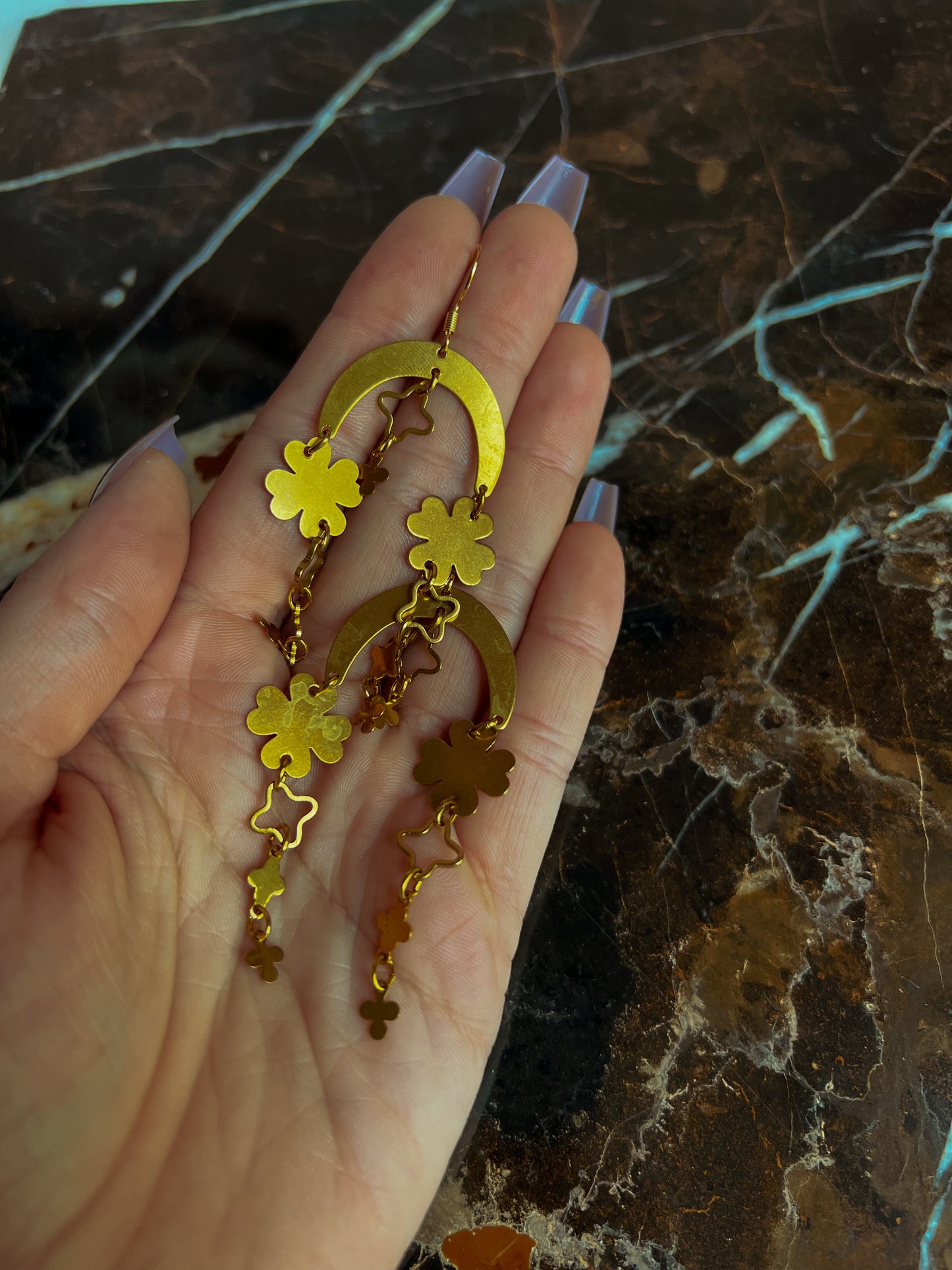Brass Clover Stack Earrings