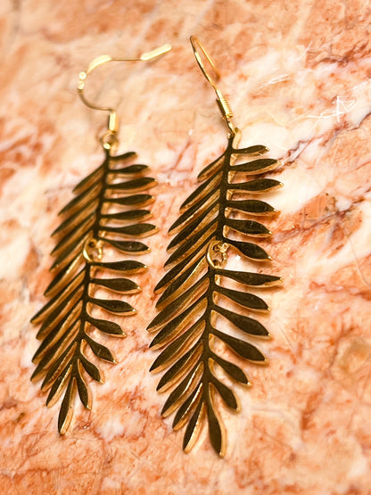 Brass Abstract Fern Earrings