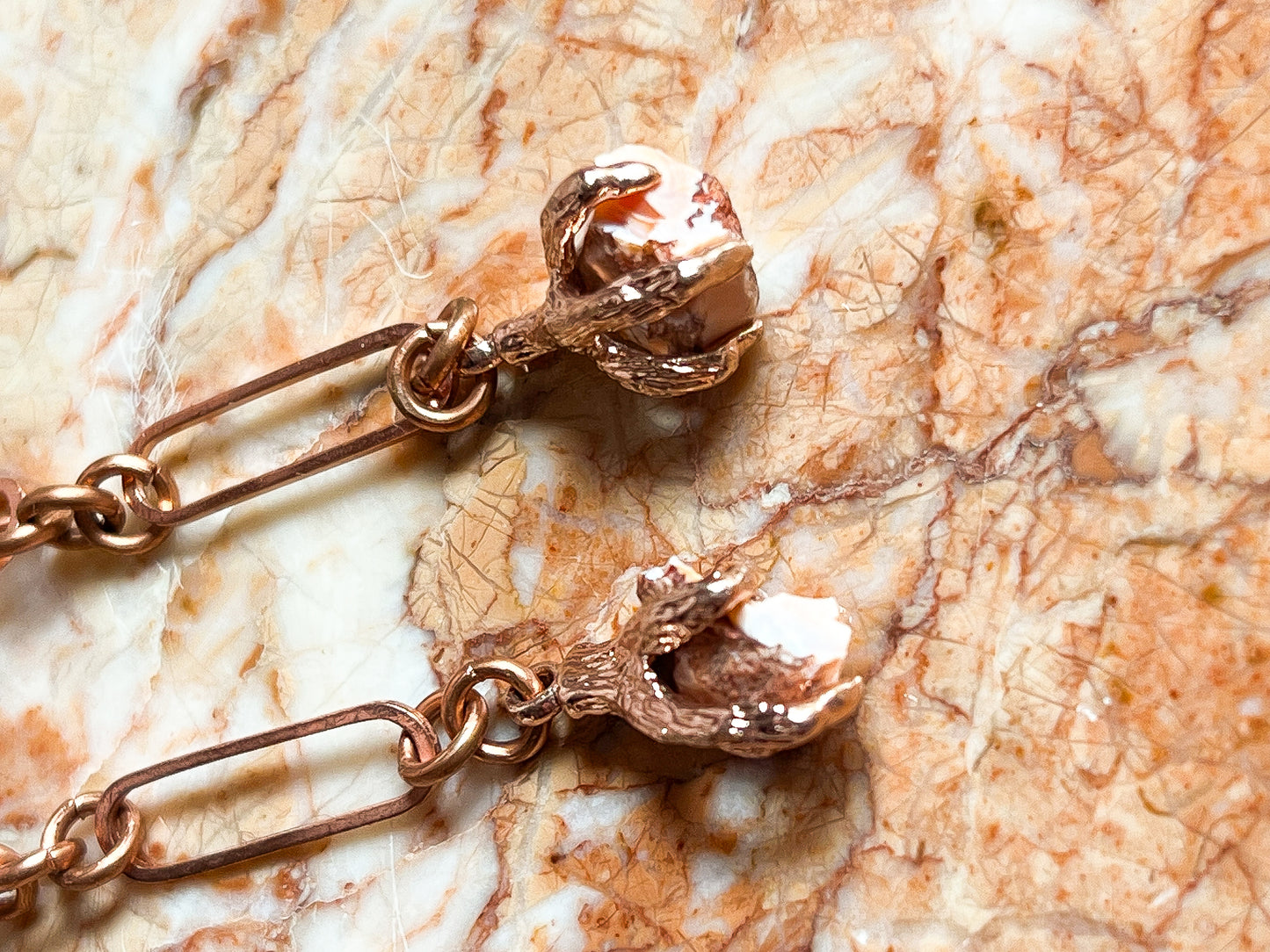 Rose Gold Plated Claw Clasped Fire Opal Earrings