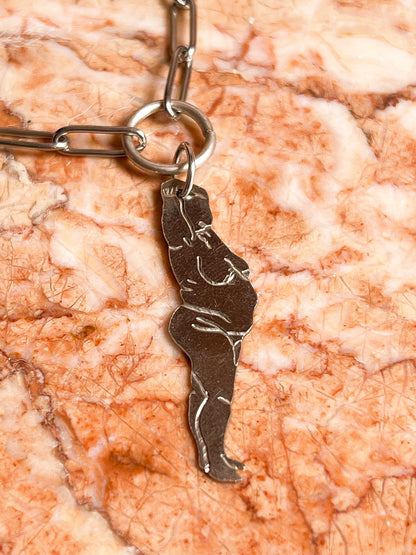 Hand Engraved Silver Nude Body Amulet Necklace