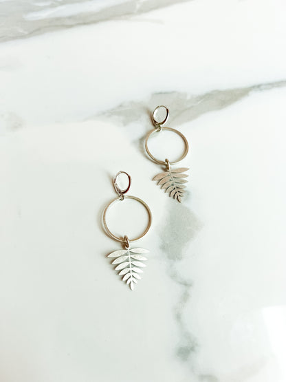 Silver Plated Brass Fern Earrings