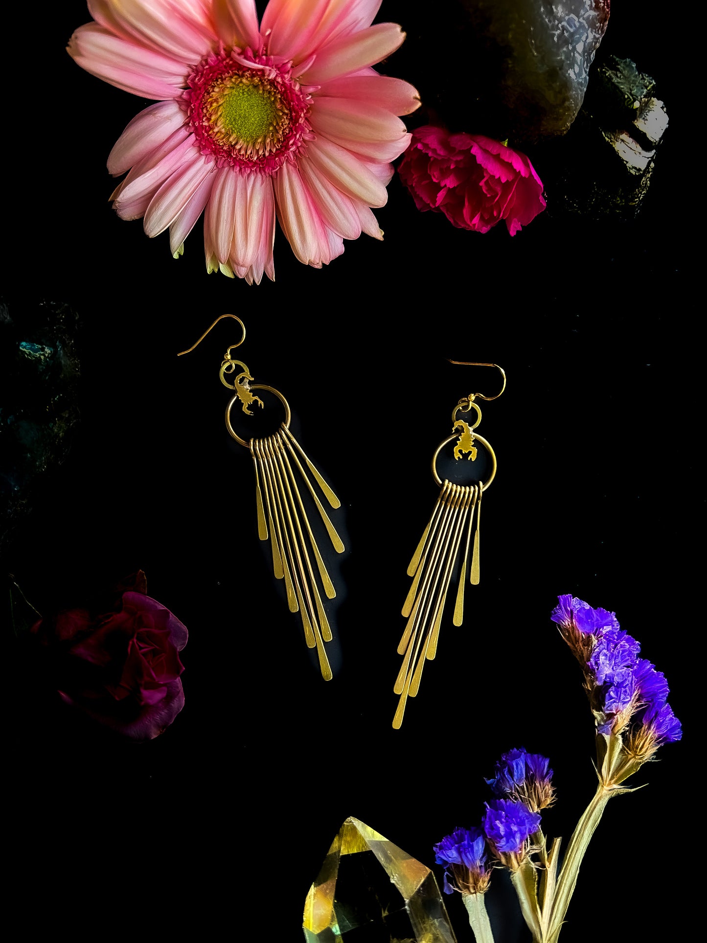 Scorpio Brass Fringe Earrings