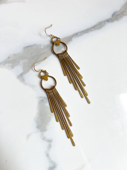 Taurus Brass Fringe Earrings