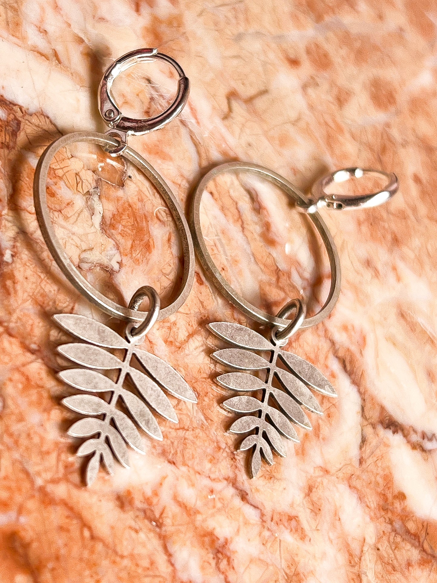 Silver Plated Brass Fern Earrings