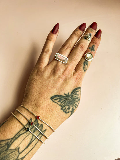 Silver Plated Simple Carnelian Bracelet Stackable