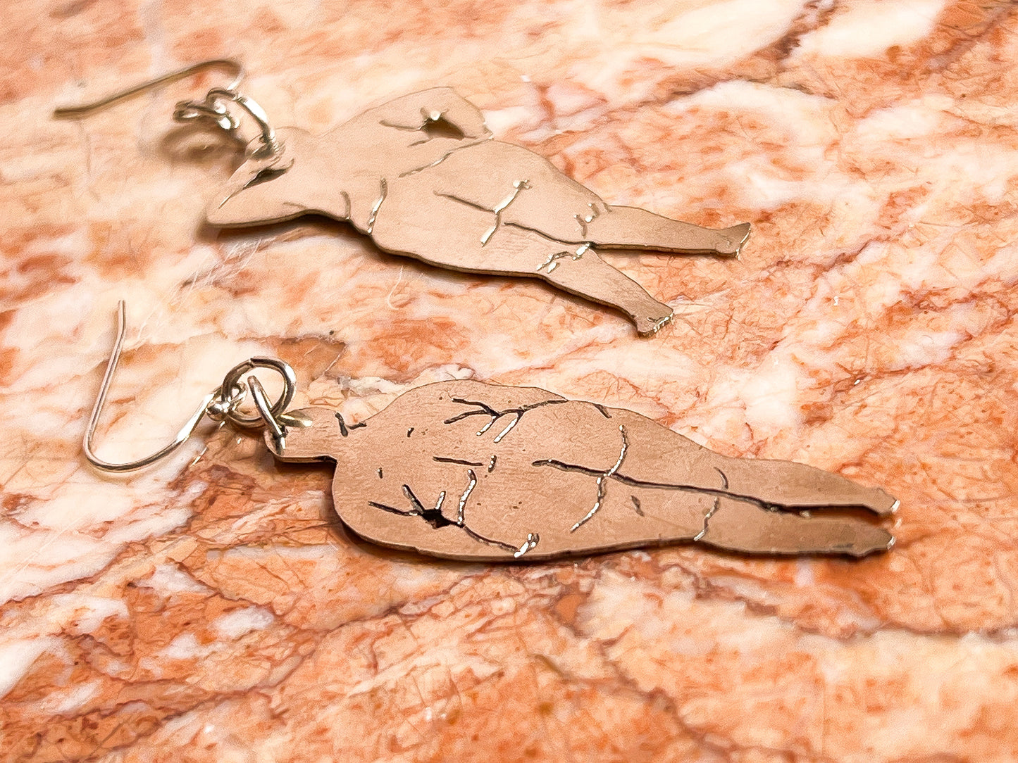 Silver Hand Engraved Missmatched Medium Size Nude Figure Earrings