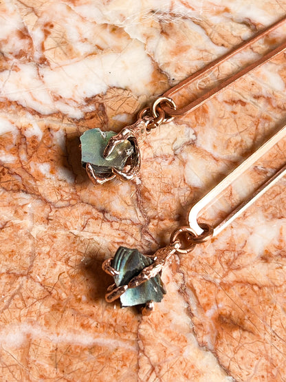 Rose Gold Plated Brass Claw Clasped Abalone Earrings