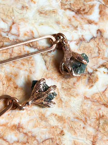 Rose Gold Plated Brass Claw Clasped Abalone Earrings