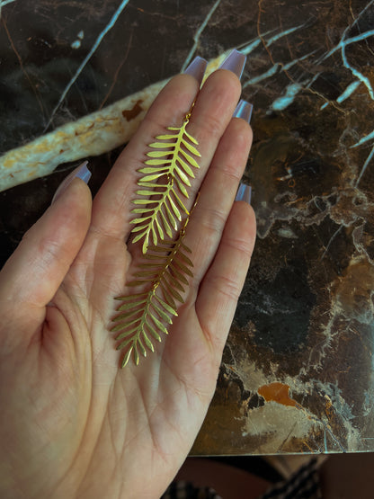 Brass Abstract Fern Earrings