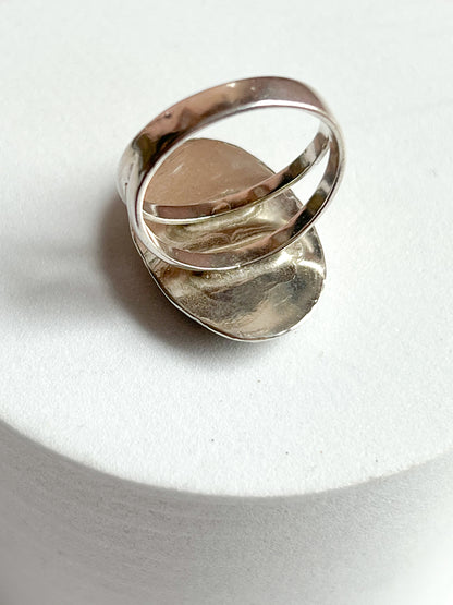 Split Band Sterling Silver Ring With Fossilized Palm