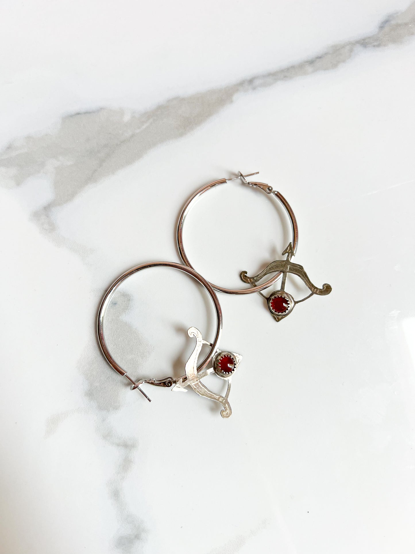 Sagittarius Carnelian Sterling Silver Infinity Hoop Earring