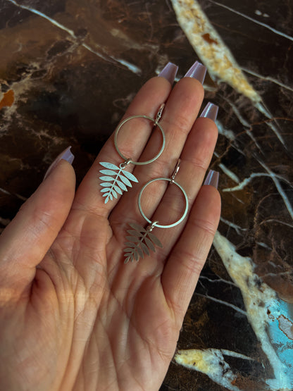 Silver Plated Brass Fern Earrings