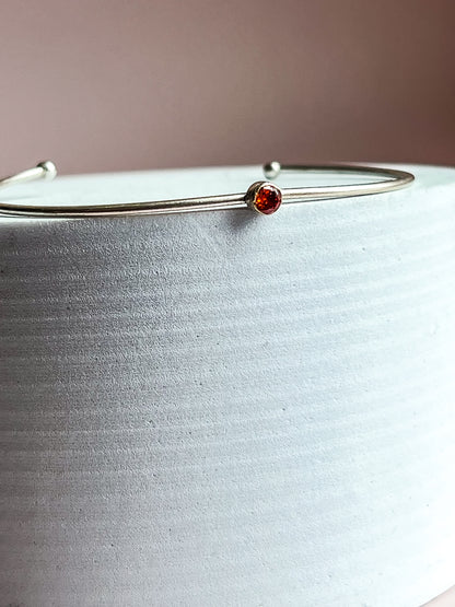 Silver Plated Simple Carnelian Bracelet Stackable