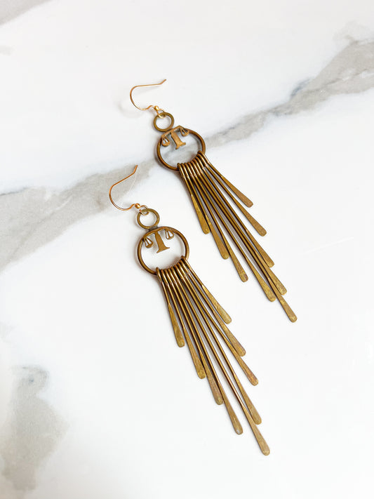 Libra Brass Fringe Earrings