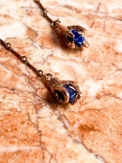 Rose Gold Plated Claw Clasped lapis