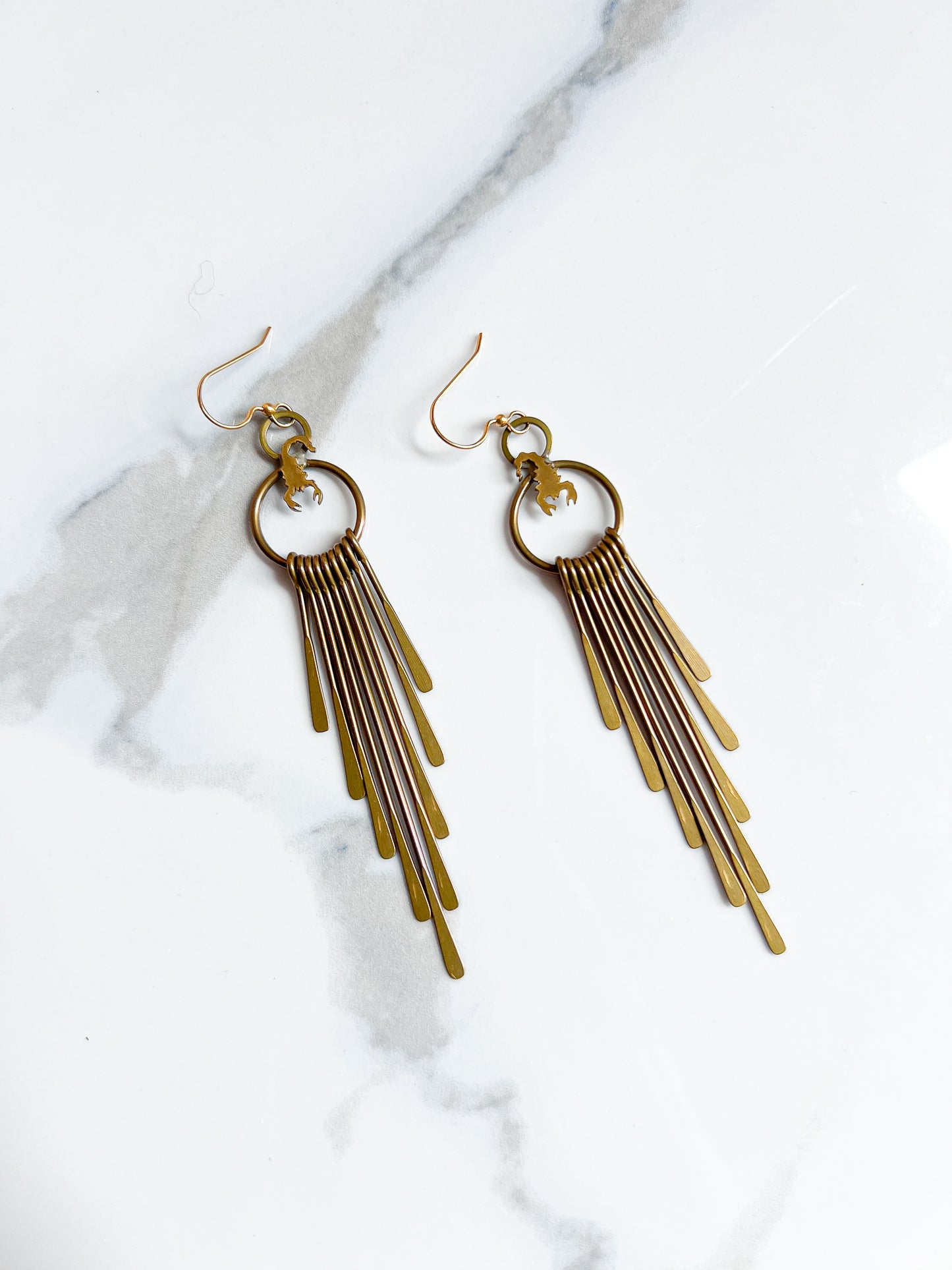 Scorpio Brass Fringe Earrings