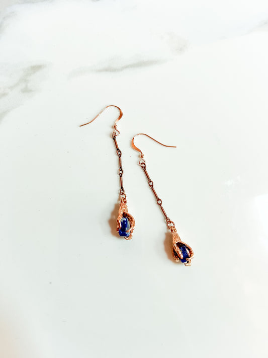 Rose Gold Plated Claw Clasped lapis