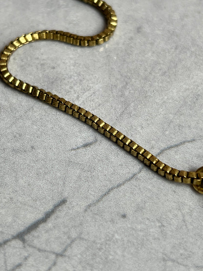 Brass Claw Clasped Aquamarine with Cube Chain