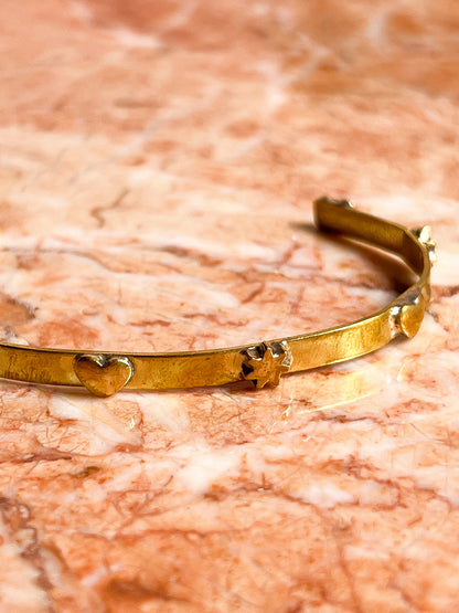 Brass Star and Heart Studded Bracelet