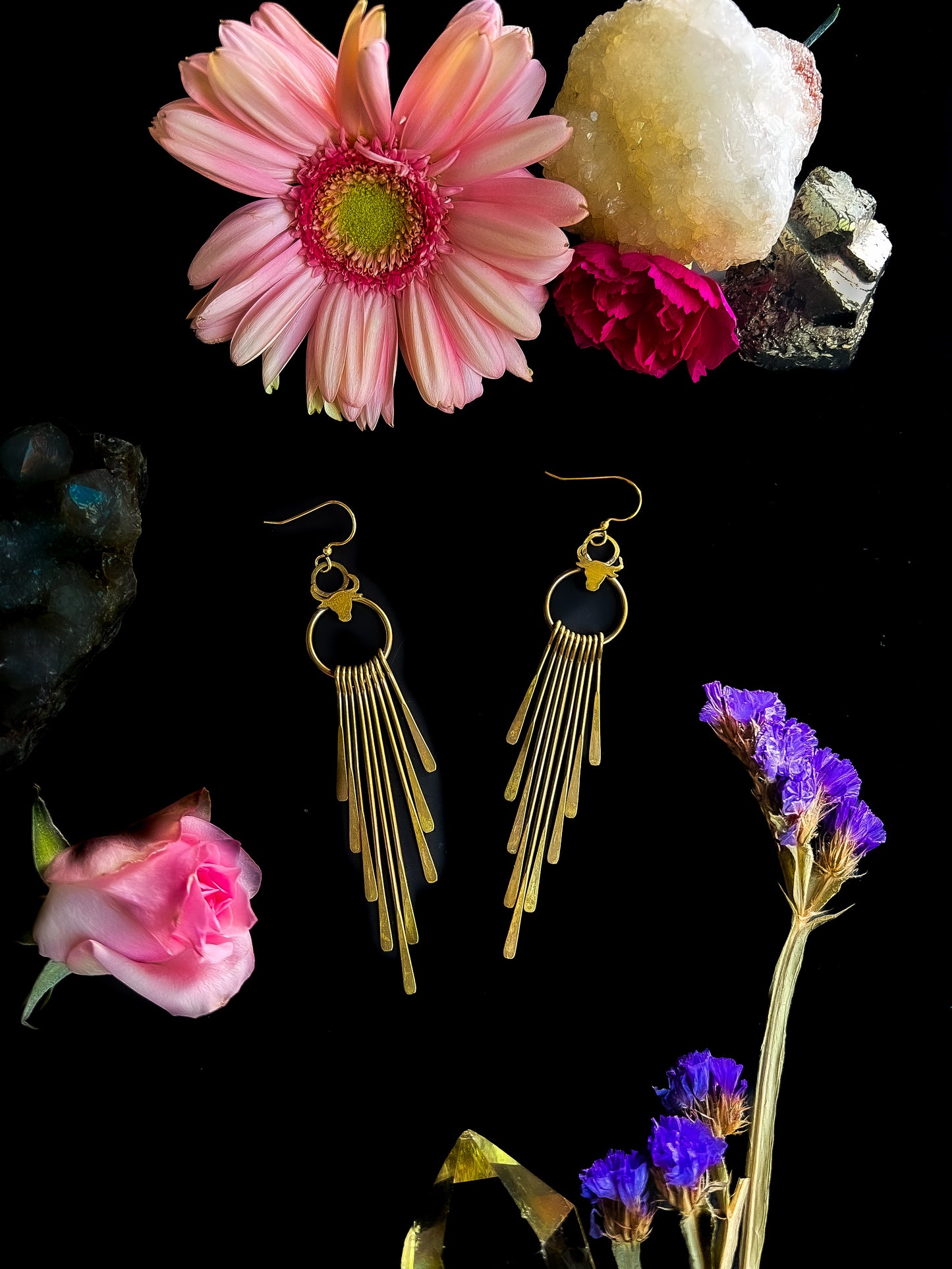 Taurus Brass Fringe Earrings