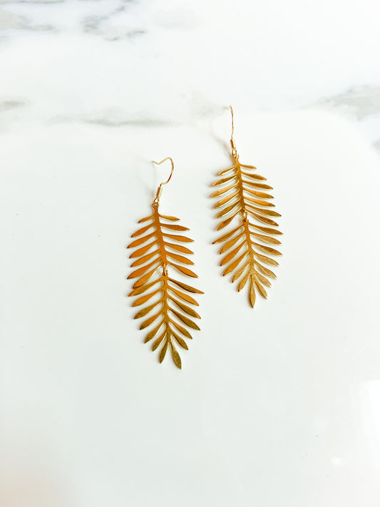 Brass Abstract Fern Earrings