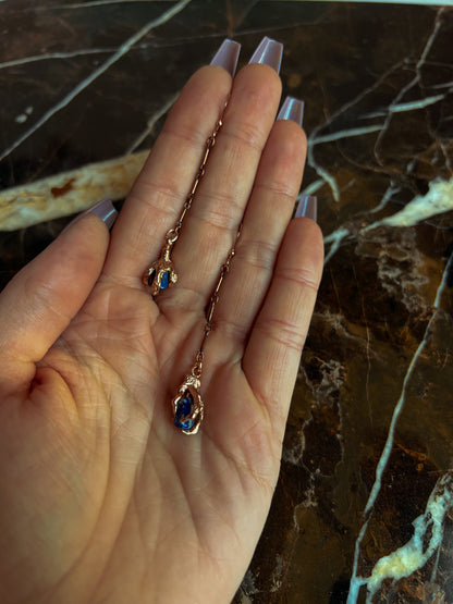 Rose Gold Plated Claw Clasped lapis