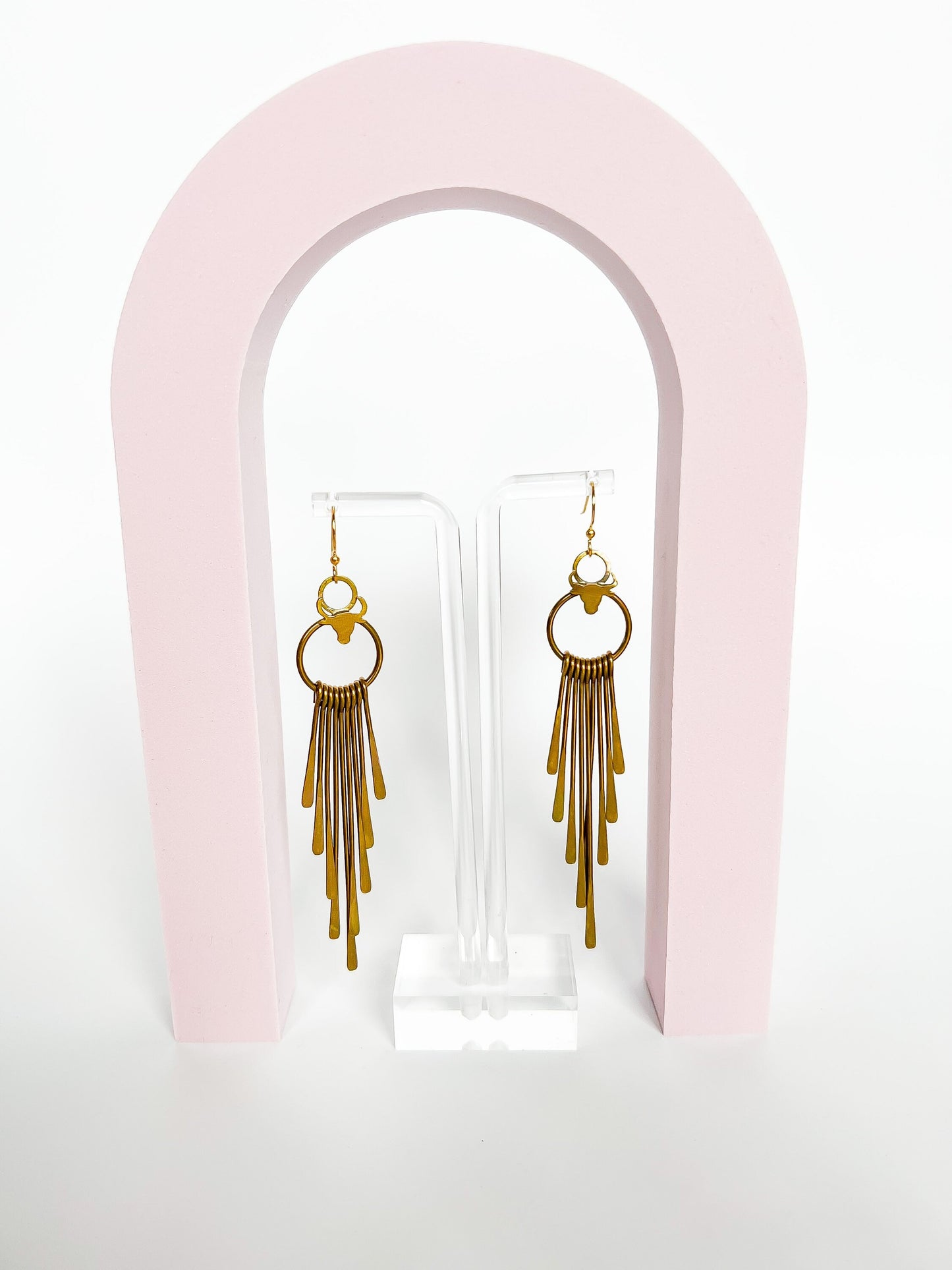 Taurus Brass Fringe Earrings