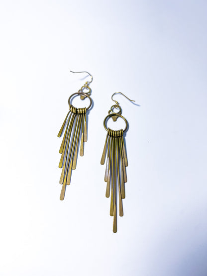 Taurus Brass Fringe Earrings