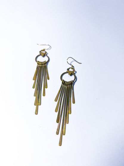 Taurus Brass Fringe Earrings